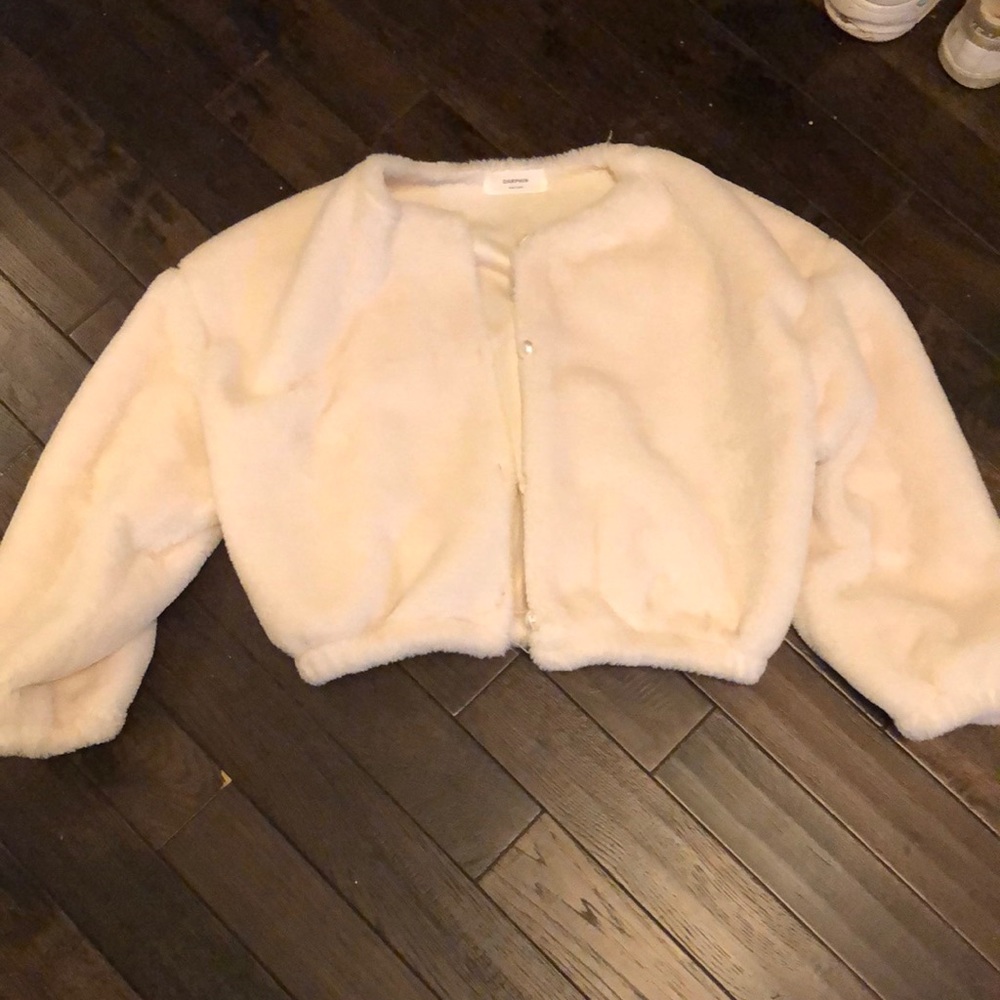 Chuu korea fuzzy pearl button cardigan